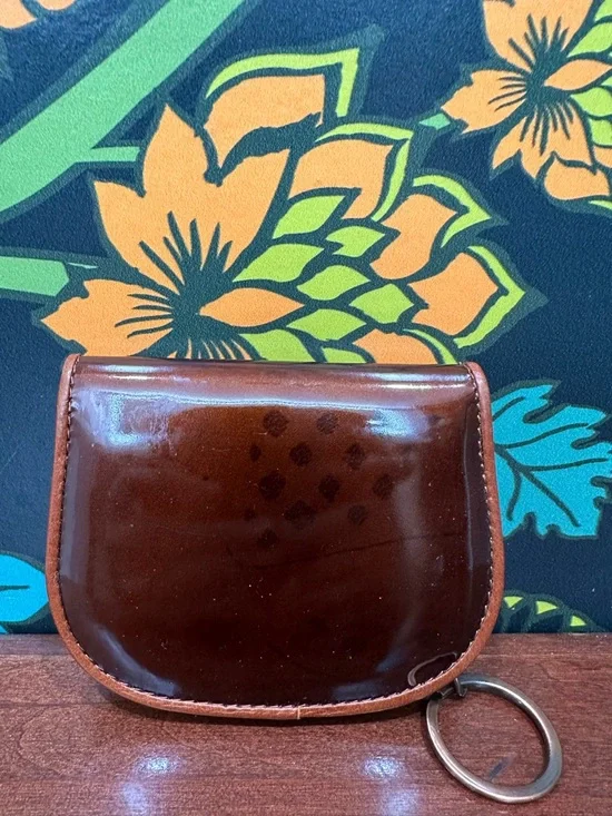 Vintage Bally Patent Leather Coin Pouch Key Ring Y2K Brown - Picture 7 of 10